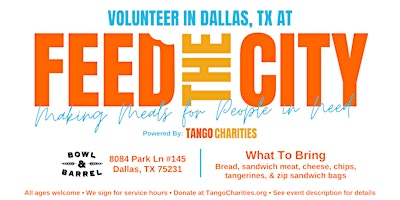 Imagen principal de Feed The City Dallas: Making Meals for People In Need