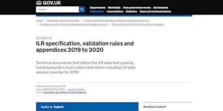 SOLD OUT: Introduction to Changes to the ILR Specification for Year 2019/20 primary image