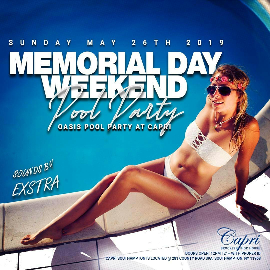 Memorial Day Weekend Pool Party at Capri Southampton 5/26