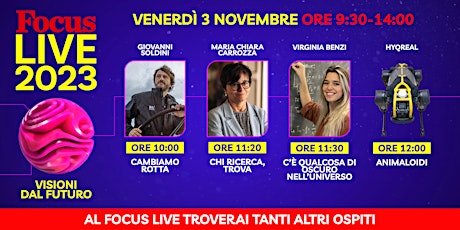 Focus Live 2023 - 3 novembre dalle 09.30 alle 14.00  primärbild