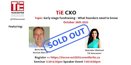 TiE CXO: Early Stage Fundraising - What Founders Need to Know primary image