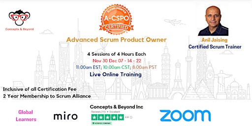 Advanced Certified Scrum Product Owner (A-CSPO)- Live Online primary image