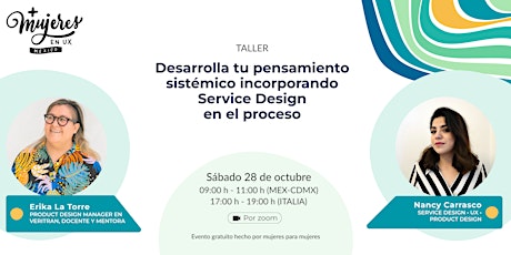 Imagem principal do evento +Mujeres en UX México Taller Virtual  Octubre 2023
