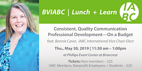 BVIABC | Lunch + Learn | "Consistent, Quality Communication Professional Development—On a Budget" feat. Bonnie Caver, IABC International Vice Chair-Elect primary image