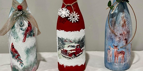 Decoupage Embellished Holiday Wine Bottles Class primary image