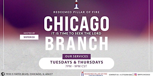 Imagen principal de Redeemed Pillar of Fire (RPF) Chicago Bible Study Service