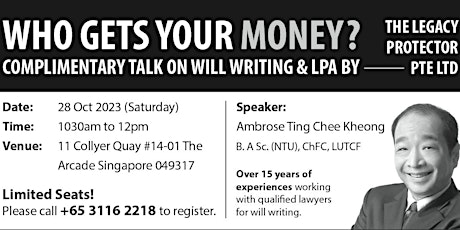 Complimentary Talk on "Will Writing & LPA" (English) primary image