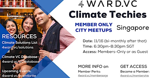 Climate Techies Singapore Bi-Monthly Member Sustainability Drinks Meetup primary image