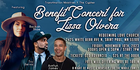 Benefit Concert for Lissa Olvera ft Beckah Shae, TRU-SERVA & Austyn James primary image