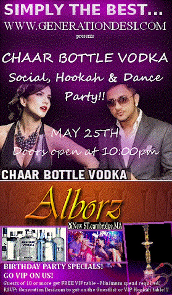 Char Bottle Vodka Social, Hookah & Dance Party.