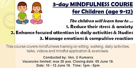Mindfulness Course for Children  (9-12 yrs old) primary image