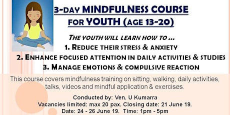 Mindfulness Course for Youth  (13-20 yrs old) primary image