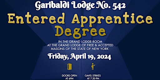 Image principale de Garibaldi Lodge No. 542: Entered Apprentice Degree