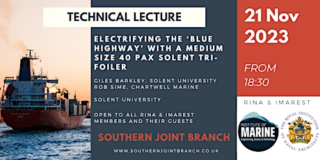 Electrifying the Blue Highways with a  Solent Tri-Foiler (in-person) primary image