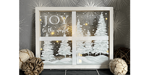 Image principale de Joy to the World Winter Snow Scene with Lights Paint Sip Art Portage Lakes