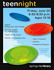 Teen Night- Ultimate Frisbee! primary image