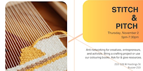 Primaire afbeelding van Stitch n Pitch: Anti-Networking for Creatives, Entrepreneurs, & Activists