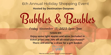 Image principale de 6th Annual Bubbles & Baubles  Shopping Party