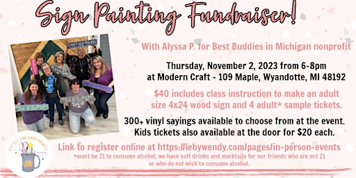 Fundraiser with Alyssa P. for Best Buddies in Michigan  11/2 from 6-8pm primary image
