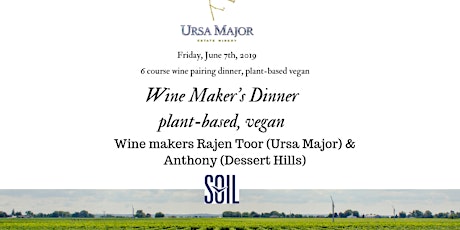 Plant-based Wine Maker's Dinner with Ursa Major and SOIL primary image