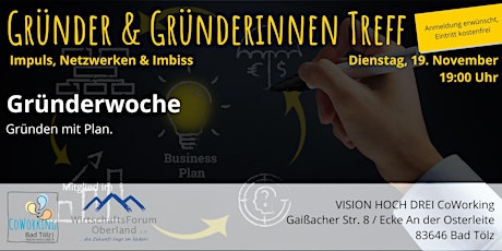 Gründerinnen- und Gründer-Treff. Gründen mit Plan! Gründerwoche.