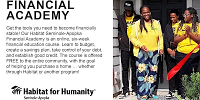 Hauptbild für Habitat Financial Academy Workshops (In Person) May 11 and May 18, 2024