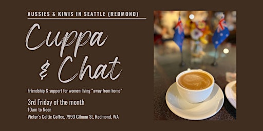 Imagem principal do evento Aussies & Kiwis in Seattle - Cuppa and Chat (Redmond)