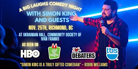 Imagem principal do evento Big Laughs Comedy Night Richmond with Simon King a