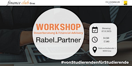 Hauptbild für Workshop mit Rabel & Partner: Steuerberatung und Financial Advisory