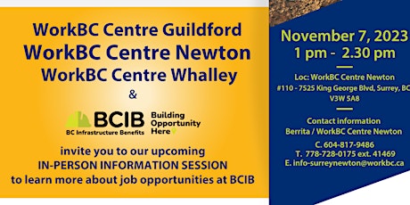 BCIB Information Session at  Newton WorkBC Centre primary image