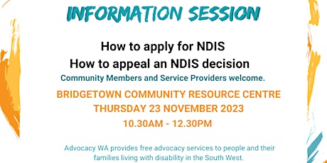 Information Session: Advocacy WA Services - Bridgetown primary image