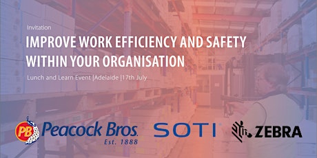 Improve Work Efficiency and Safety within your Organisation. Event presented by Peacock Bros., SOTI Inc. and Zebra Technologies primary image