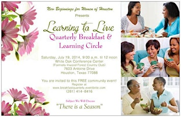 New Beginnings for Women Presents Quarterly Breakfast and Learning Circle primary image