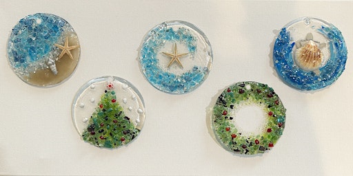 Your Choice of 3 Crushed Glass Ornaments Paint & Sip Art Class Wadsworth primary image