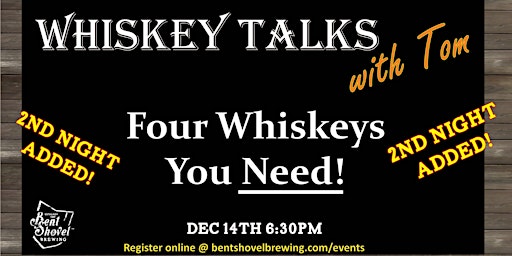 Whiskey Talk - Whiskeys You Need! 2nd Night Added! primary image