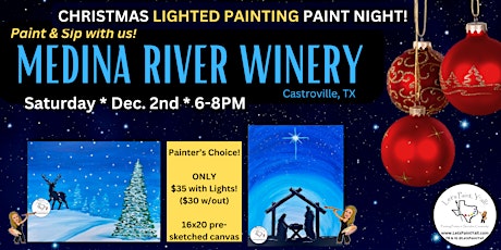 Imagen principal de Christmas LIGHTED Painting PAINT & SIP Medina River Winery