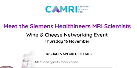 CAMRI  Wine & Cheese -  meet the Siemens Healthineers MRI Scientists primary image