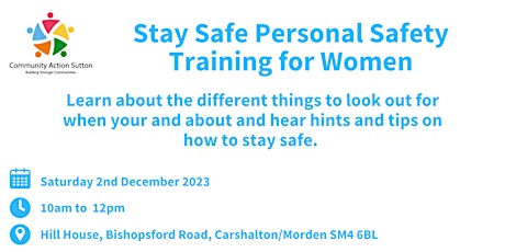 Stay Safe Personal Safety Training for Women primary image