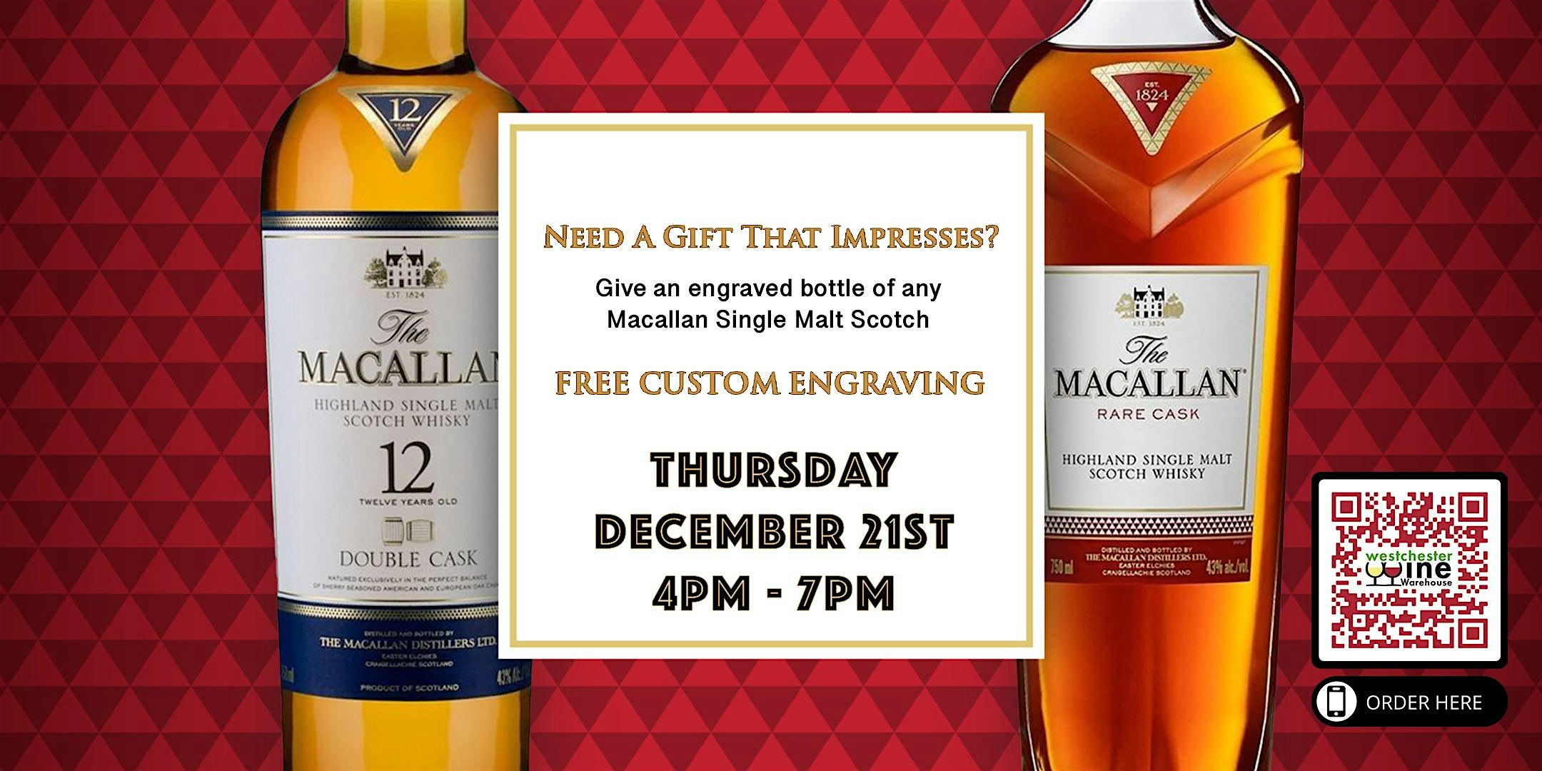Macallan SIngle Malt Holiday Bottle Engraving Event