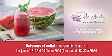 Hauptbild für Boissons et collations santé (Cours 178)