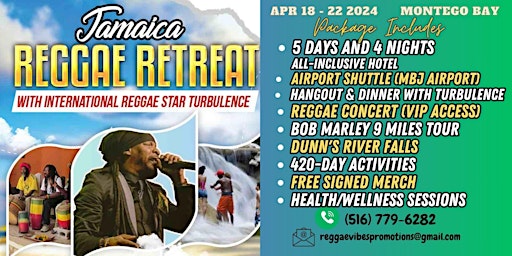 Primaire afbeelding van Jamaica Reggae Retreat with Reggae star Turbulence (Reserve a spot)