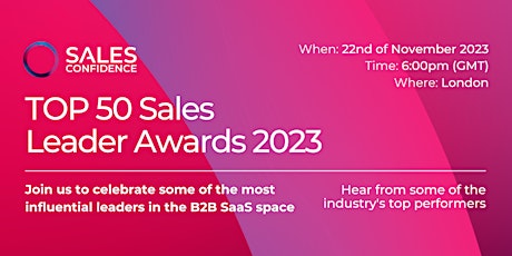Imagen principal de TOP 50 Sales Leaders Awards Evening in London with Sales Confidence