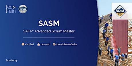 Primaire afbeelding van SAFe Advanced Scrum Master (SASM) Training 22-23 Mai 2024 / Live-Online
