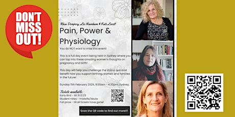 Pain, Power & Physiology of birth! Rhea Dempsey, Liz Newnham & Kate Levett  primärbild