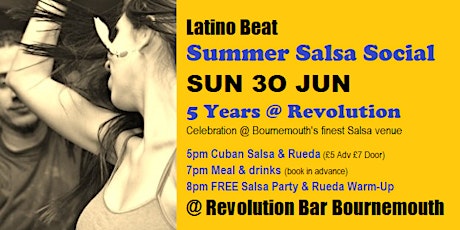 LATINO BEAT Summer Salsa Social @ Revolution Bar Bournemouth SUN 30 JUN primary image