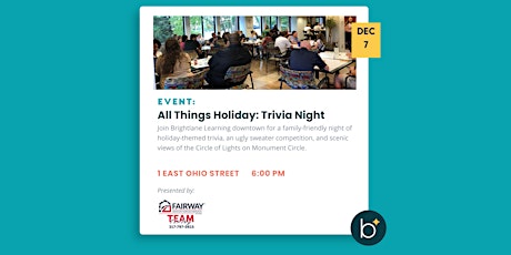 Hauptbild für All Things Holiday: Trivia Night Benefiting Brightlane Learning