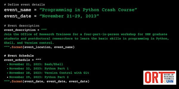 Programming in Python Crash Course