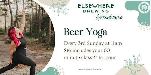 Imagem principal de Hops & Flow Beer Yoga at Elsewhere Brewing Greenhouse