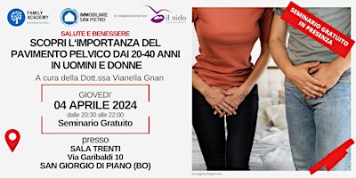 Imagem principal de SCOPRI L‘IMPORTANZA DEL PAVIMENTO PELVICO DAI 20 -40 ANNI IN UOMINI E DONNE