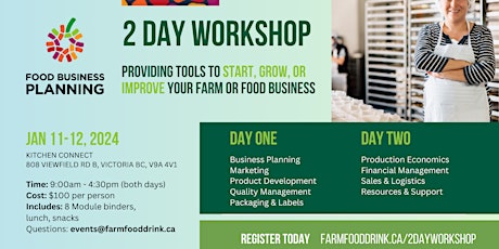 Imagen principal de 2 Day Food Business Planning Workshop: Victoria